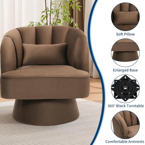 Swivel Accent Chair with Armrests, 360° Mid Century Modern Swivel Barrel Chair, view 4