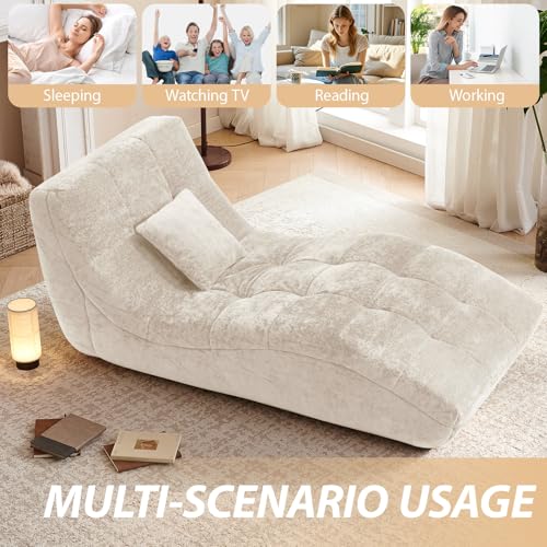 Chaise Lounge Chair with Curved Back, Modern Upholstered Recliner Sofa, view 6
