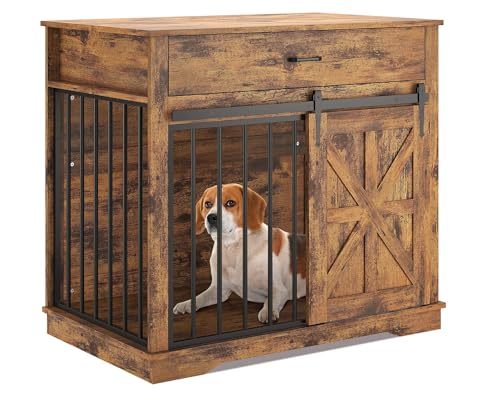 Dog Crate Furniture, 37.8" Large Dog Kennel Indoor with Sliding Barn Door, view 8