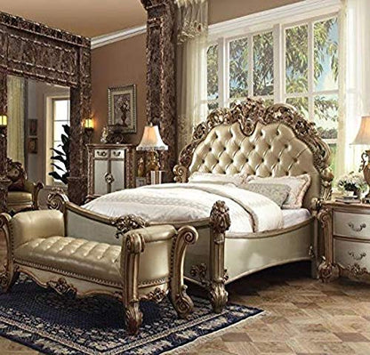 Furniture Vendome Bed, Bone PU/Gold Patina, California King, view 3