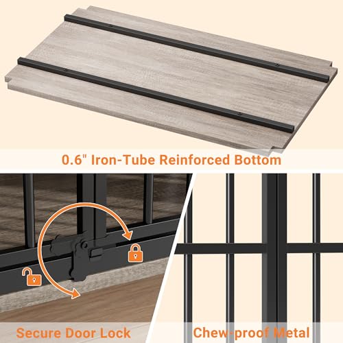 37.7" Wooden Dog Crate Furniture for Medium Dogs, Grey, view 8