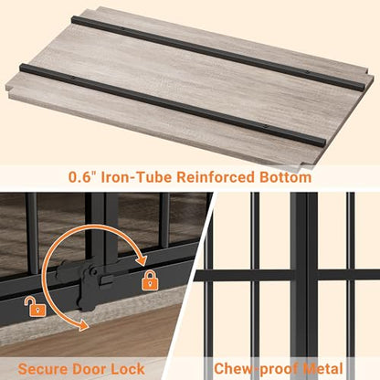 37.7" Wooden Dog Crate Furniture for Medium Dogs, Grey, view 8