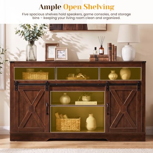 Farmhouse 34" Tall TV Stand for 65+ Inch TV, view 5
