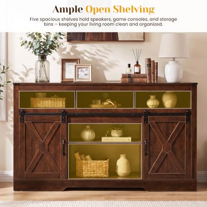 Farmhouse 34" Tall TV Stand for 65+ Inch TV, view 5