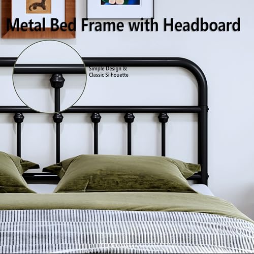 14Inch Metal Bed Frame, Full Size Bed Frame with Storage Space, view 4