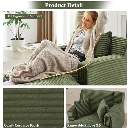 65.4" Chaise Lounge Chair Indoor, Oversized Boneless Couch, view 7