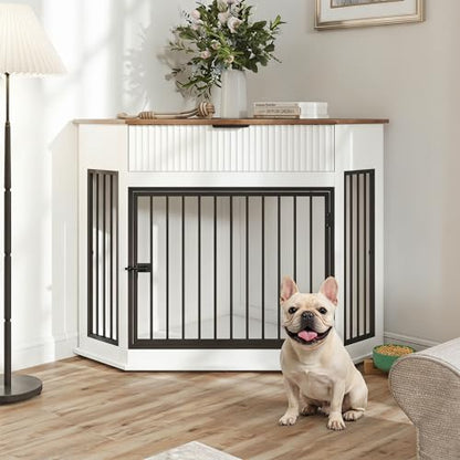 44.6" Corner Dog Crate Furniture with Storage Drawer, Dog Kennel Furniture, view 2