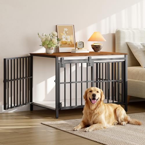 Dog Crate Furniture with Sliding Barn Door, view 5