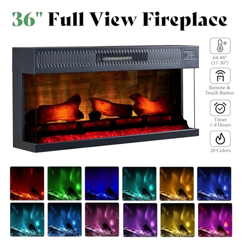 75" Fireplace TV Stand with LED Flame Entertainment Center, view 4