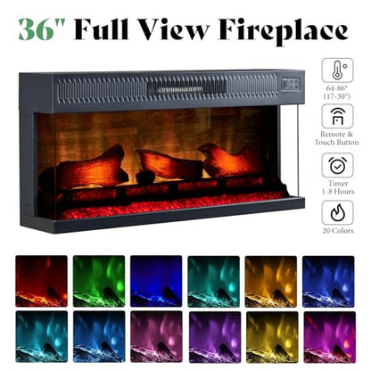 75" Fireplace TV Stand with LED Flame Entertainment Center, view 4