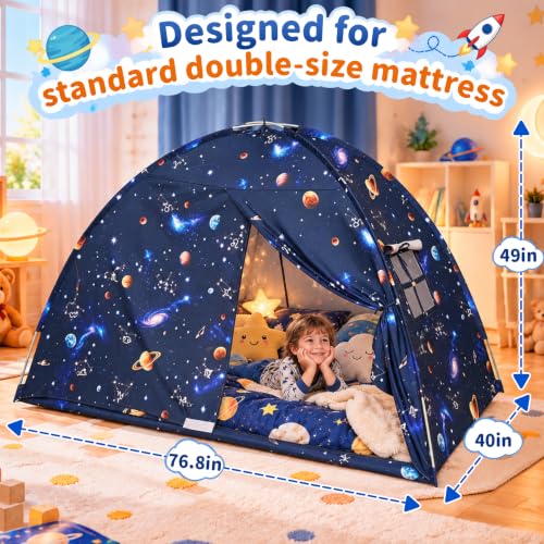 Twin Bed Toddler Canopy Tent for Kids, Space Galaxy Kids Indoor Sleep Tents, view 4