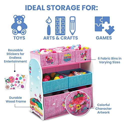 Design and Store 6 Bin Toy Storage Organizer, Trolls World Tour