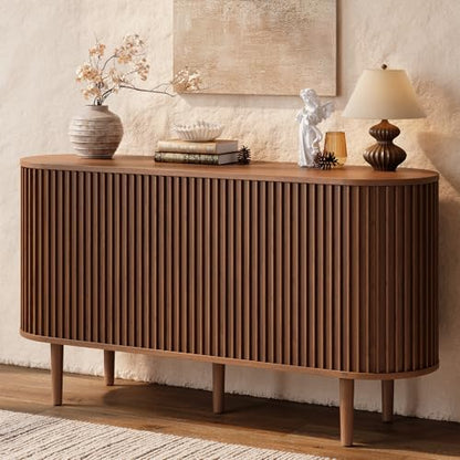 55" Buffet Sideboard Cabinet with 2 Door/Adjustable Shelf, Walnut, view 2