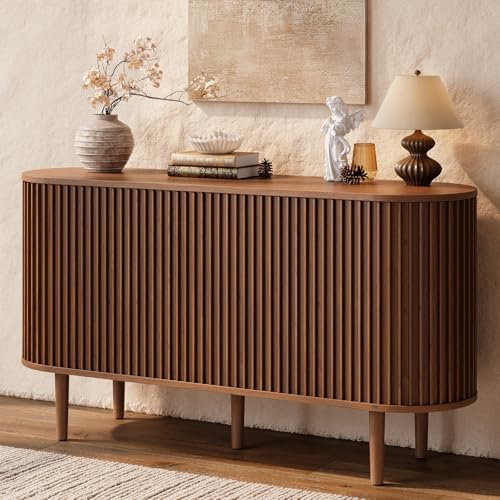 55" Buffet Sideboard Cabinet with 2 Door/Adjustable Shelf, Walnut, view 2