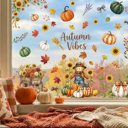 Fall Window Clings Decor Autumn Harvest Thanksgiving Decorations Stickers, view 4