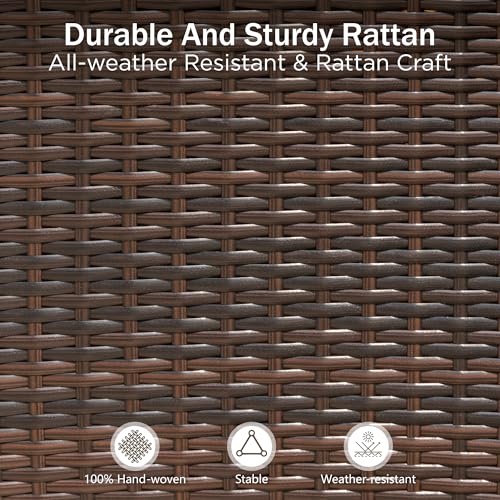 Patio Wicker Chair Set of 2, Outdoor Modern PE Rattan Armchair with Removable Cushions for Deck, Porch, Balcony