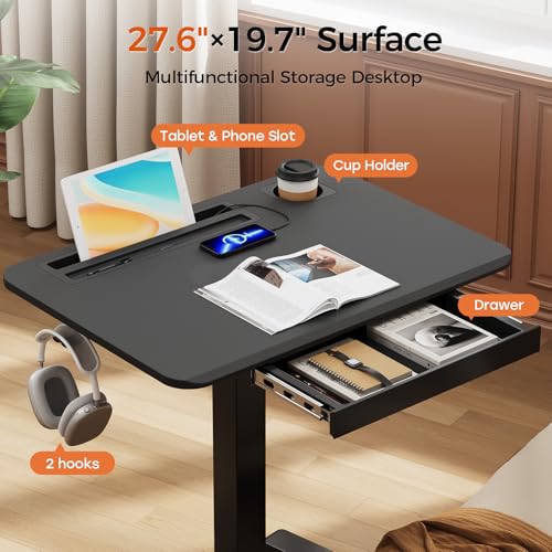 28" Mobile Standing Desk with Drawer, Portable Laptop Desk, view 4