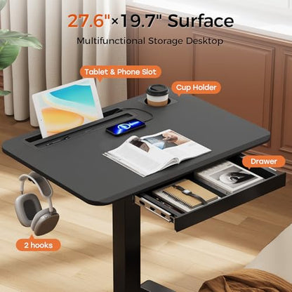 28" Mobile Standing Desk with Drawer, Portable Laptop Desk, view 4