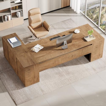 85.8-Inch L-Shaped Executive Desk, Extra Large Home Office Desk, view 5