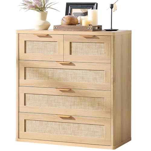 Rattan Dresser for Bedroom, 33.5" Small Chest of Drawers, view 2