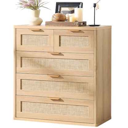 Rattan Dresser for Bedroom, 33.5" Small Chest of Drawers, view 2