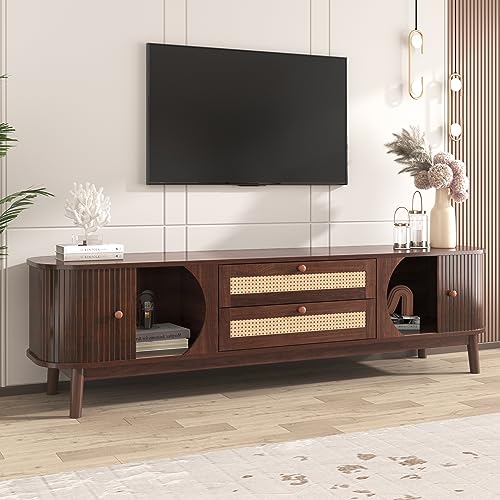 Modern Fluted TV Stand for 75" TVs, Mid-Century Entertainment Center, view 6