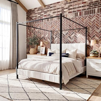 King Size Upholstered Canopy Bed Frame, view 4