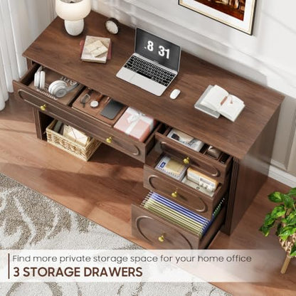 Executive Desk 47" with 3 Storage Drawers & A File Drawer, Walunt, view 4