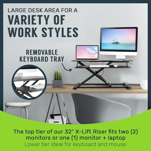 Black 32 in Standing Desk Converter, OF-S05-1, view 6