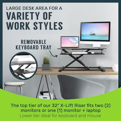 Black 32 in Standing Desk Converter, OF-S05-1, view 6