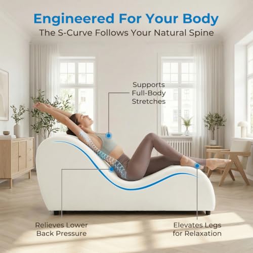 Velvet Yoga Chaise Lounge Chair for Indoor, Beige, view 4