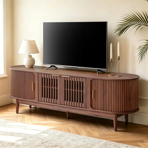 70 Inch Fluted Mid-Century Modern TV Stand for Living Room, view 2