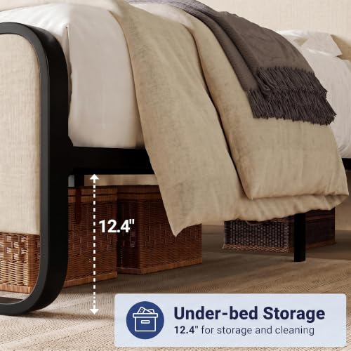 Queen Metal Bed Frame in Beige, view 7