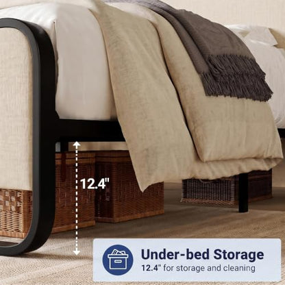 Queen Metal Bed Frame in Beige, view 7