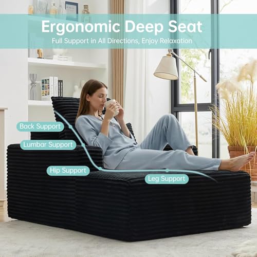 Boneless Couch Chaise Lounge Chair, 54" Oversized Cloud Sofa with Deep Seat, view 4