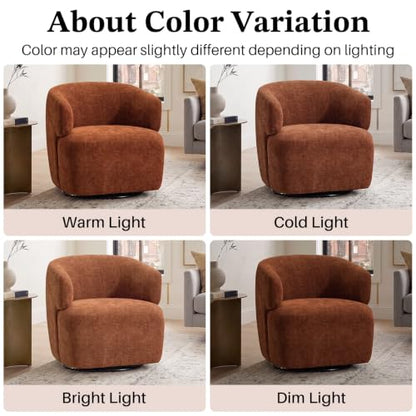 Swivel Accent Chair, Chenille Barrel Chair, Orange, view 7