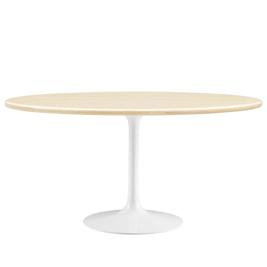 Lippa 60Inch Oval Dining Table Faux Travertine Stone White Finish Modern Kitchen Room Entertaining Home Furniture Quality Stylish Elegant Durable Refined Versatile