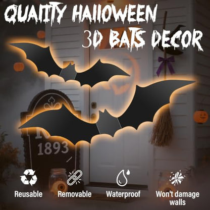 140Pcs Bats Halloween Decor, Real Scary Bat Stickers for Halloween Party, view 7