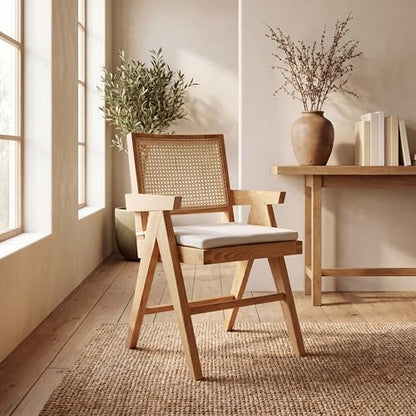 SAFAVIEH Couture Collection Colette Tropical Coastal Natural Solid Wood Rattan Armchair