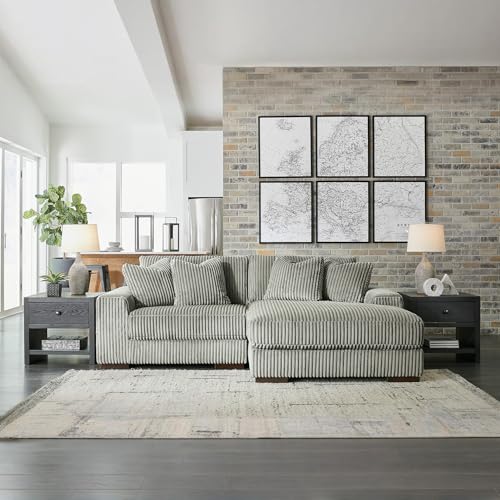 Signature Design by Ashley Lindyn 99-Inch L-Shaped Sectional Couch, Fog Gray, Plush Reversible Cushions, Durable Reinforced Engineered Wood and Wood Frame, Living Room Furniture