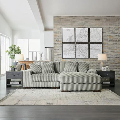 Signature Design by Ashley Lindyn 99-Inch L-Shaped Sectional Couch, Fog Gray, Plush Reversible Cushions, Durable Reinforced Engineered Wood and Wood Frame, Living Room Furniture