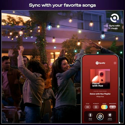 Philips Hue Festavia Globe Outdoor String Lights, White & Color Ambiance, 22ft,8 Bulbs, Dimmable, Control with Hue App or Voice, Bridge Required
