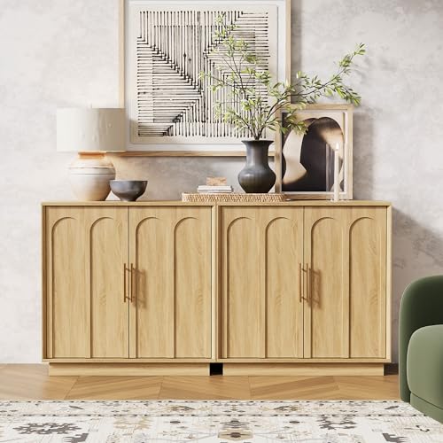 31.5" Sideboard Buffet Cabinet with Storage,Oak, view 6