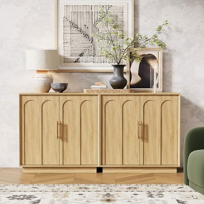 31.5" Sideboard Buffet Cabinet with Storage,Oak, view 6