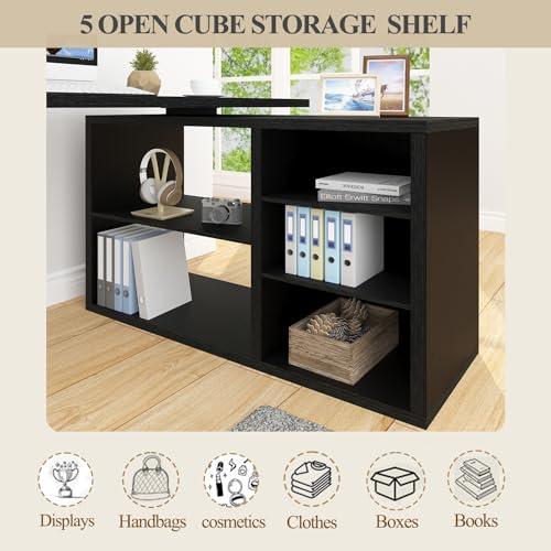 Black L Shaped Computer Desk, Wood Corner Desk with Storage, 55 Inch, view 6