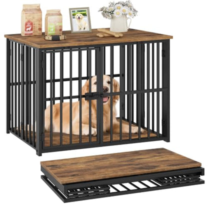 Foldable Dog Crate Furniture, 27.6" Dog Kennel for Dogs, No Assembly, view 2