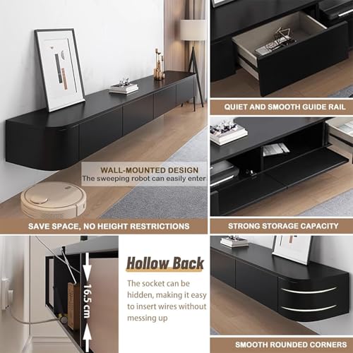 Floating TV Stand Wall Mounted – Wall Entertainment Center with Flip-Down Doors, view 6