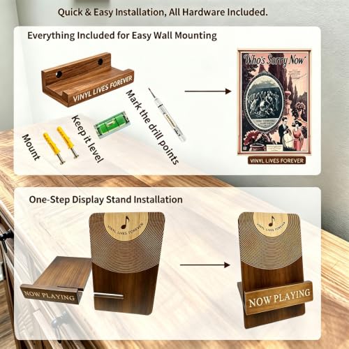Vinyl Record Wall Mount 6PCS & Now Playing Vinyl Record Stand Set, view 8
