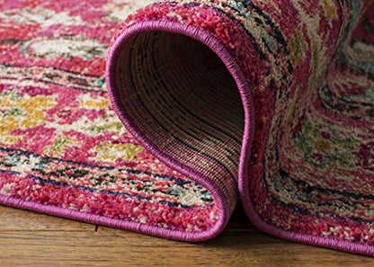 SAFAVIEH Monaco Collection Area Rug - 8' x 10', Pink & Multi, Non-Shedding & Easy to Clean, Distressed Medallion Design, Ideal for Living Room, Bedroom, Dining Space (MNC243D)