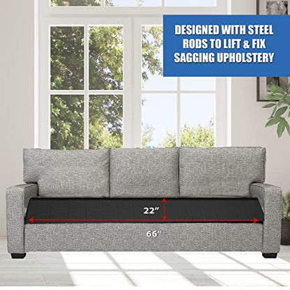 Furniture Fix Steel for Chair, Sofa, Loveseat, Mattress, or Couch-Cushion Support, Supercomfortable Nonslip Adjustable Seat Support, Extend Furniture Life, (66 x 22) Inches Deep (Black)